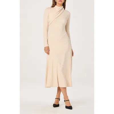 Astr The Label Long Sleeve Mock Neck Dress In Neutral