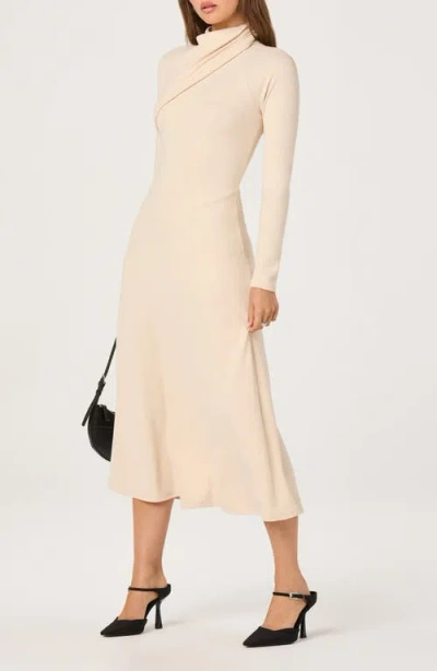 Astr The Label Long Sleeve Mock Neck Dress In Neutral