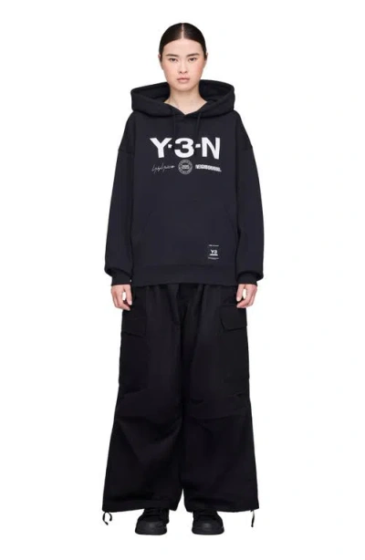 Y-3 X Neighborhood Logo Print Hooded Sweatshirt In Blue