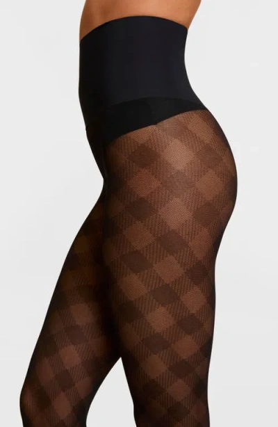 Commando Plaid Sheer Tights In Black