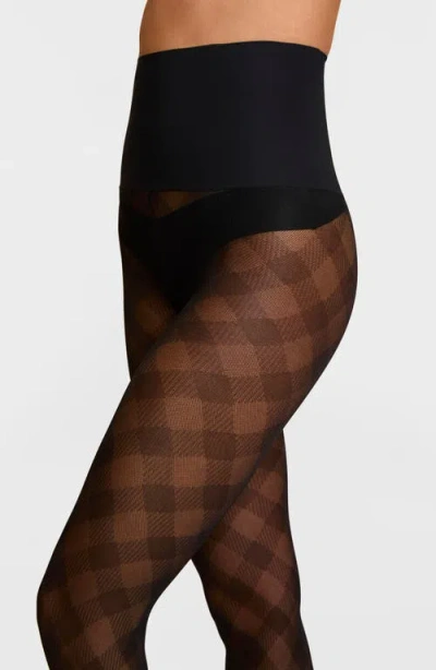 Commando Plaid Sheer Tights In Black