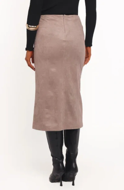Petal And Pup Petal & Pup Una Faux Suede Midi Skirt In Brown