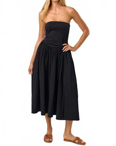 Lalavon Strapless Midi Dress In Black In Black