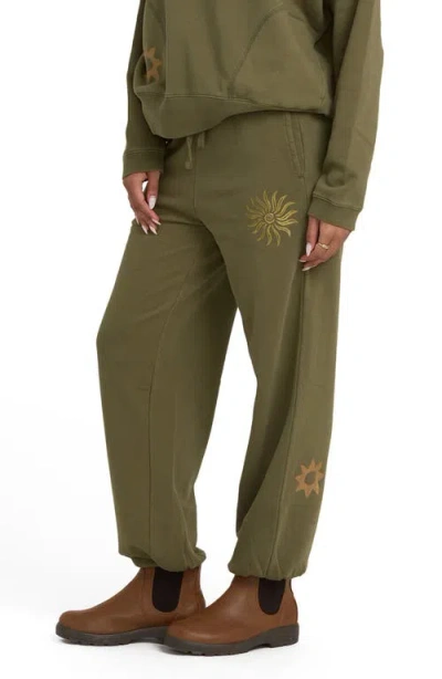 Billabong Sightseer Wave Graphic Fleece Sweatpants In Green