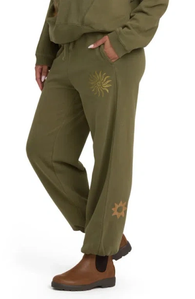 Billabong Sightseer Wave Graphic Fleece Sweatpants In Green