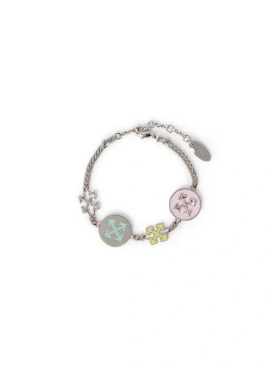Off-white Silver Arrow Button Bracelet In Metallic