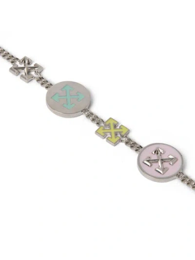 Off-white Silver Arrow Button Bracelet In Metallic