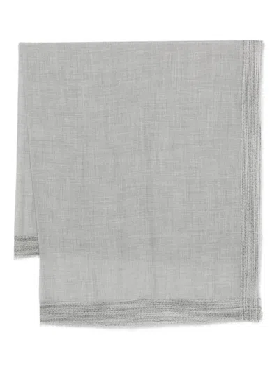 Faliero Sarti Refined Grey Scarf In Wool-silk-cashmere Blend In Gray