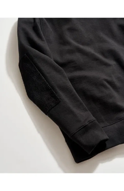 Billy Reid Dover Crewneck Sweatshirt With Leather Elbow Patches In Black