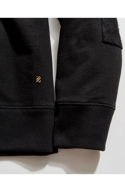 Billy Reid Dover Crewneck Sweatshirt With Leather Elbow Patches In Black