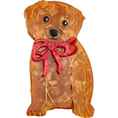 Solar Eclipse Hand Painted Bow Puppy Claw Clip In Brown