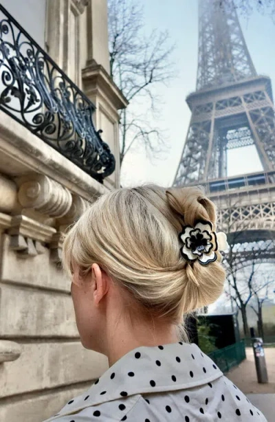 Solar Eclipse Hand Painted Origami Dianthus Claw Clip In Black