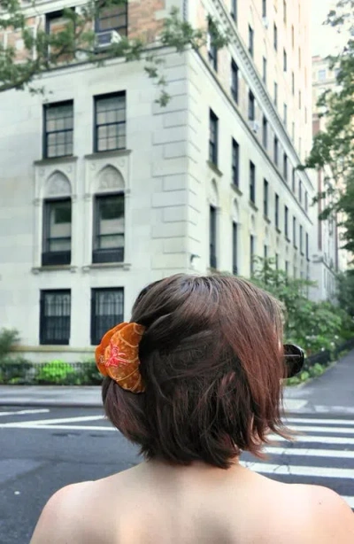 Solar Eclipse Hand Painted Bow Croissant Claw Clip In Brown