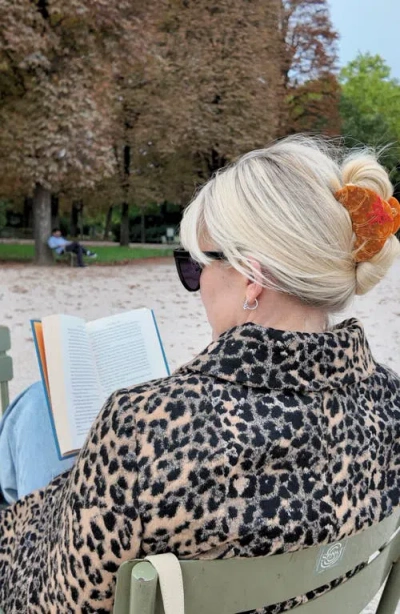 Solar Eclipse Hand Painted Bow Croissant Claw Clip In Brown