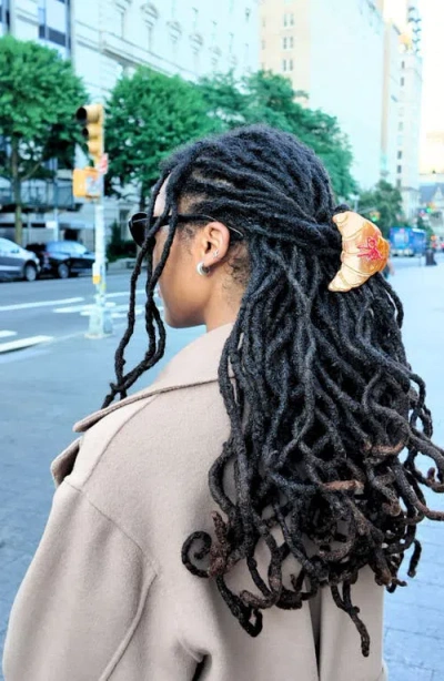 Solar Eclipse Hand Painted Bow Croissant Claw Clip In Brown