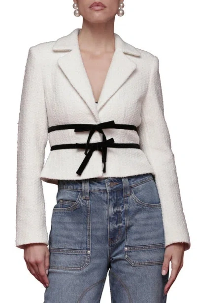 Avec Les Filles Women's Bow Detail Long-sleeve Lady Jacket In White