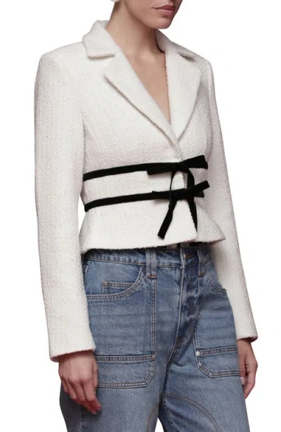 Avec Les Filles Women's Bow Detail Long-sleeve Lady Jacket In White