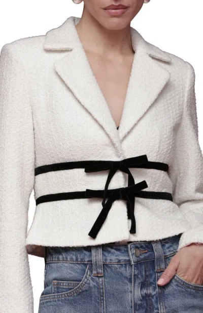 Avec Les Filles Women's Bow Detail Long-sleeve Lady Jacket In White