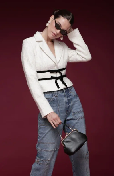 Avec Les Filles Women's Bow Detail Long-sleeve Lady Jacket In White