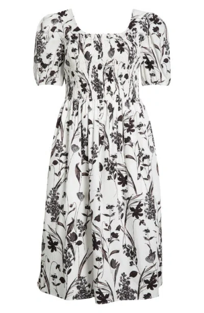 Sugarlips Leiden Floral Puff Sleeve Dress In Multi