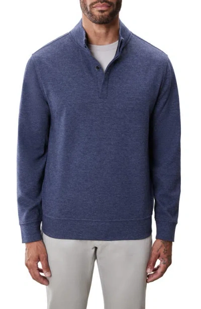 Robert Barakett Clarence Textured Quarter Button Pullover In Blue