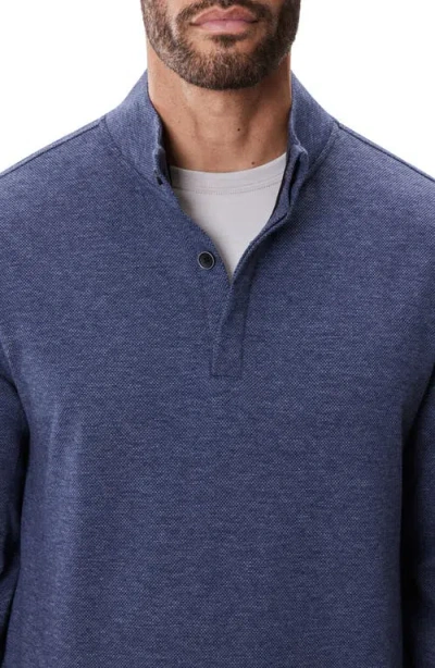 Robert Barakett Clarence Textured Quarter Button Pullover In Blue