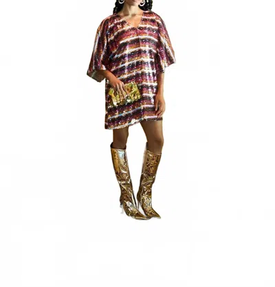 Tela Staying Alive Short Dress In Multicolor Stripe In Multi