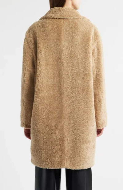 Hugo Boss Boss Orange Catedy Faux Shearling Coat In Brown