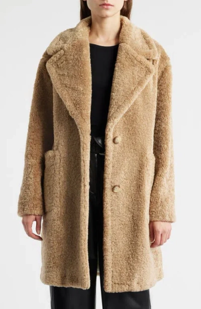 Hugo Boss Boss Orange Catedy Faux Shearling Coat In Brown