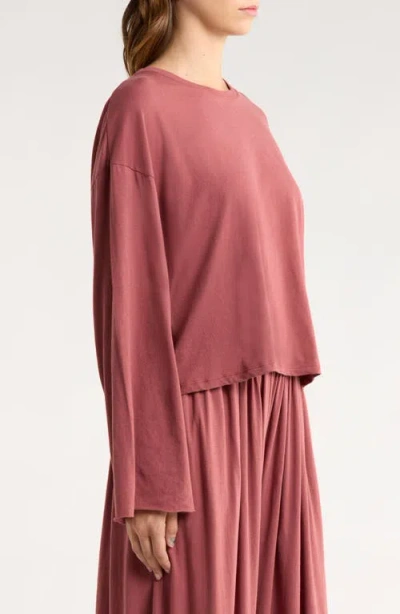 Lunya Organic Pima Cotton Long Sleeve Lounge T-shirt In Pink