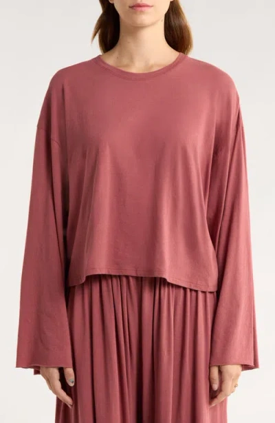 Lunya Organic Pima Cotton Long Sleeve Lounge T-shirt In Pink