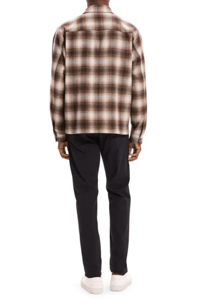 Theory Plaid Button Down Overshirt In Brown