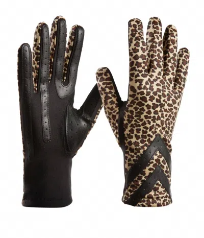 Isotoner Women's Smartdri Smartouch 3 Button Length Chevron Gloves In Leopard In Multi