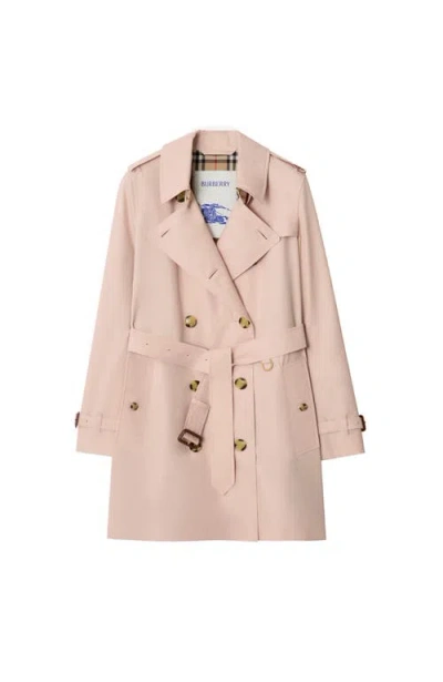 Burberry Short Tropical Gabardine Kensington Trench Coat In Pink