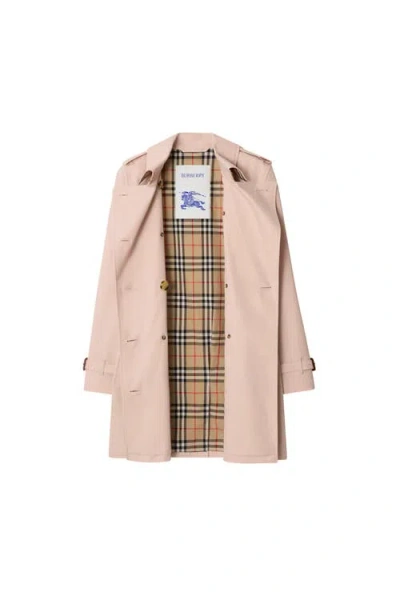 Burberry Short Tropical Gabardine Kensington Trench Coat In Pink