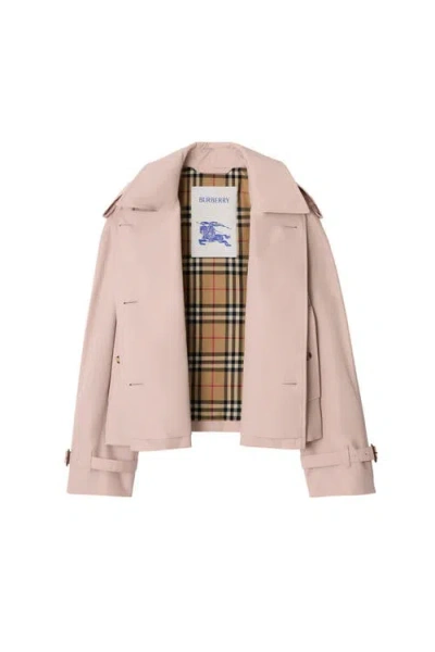 Burberry Cropped Gabardine Trench Jacket In Pink