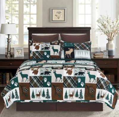 C & F Home C&f Home Fletcher Forest Rustic Lodge Cotton Quilt Set In Green