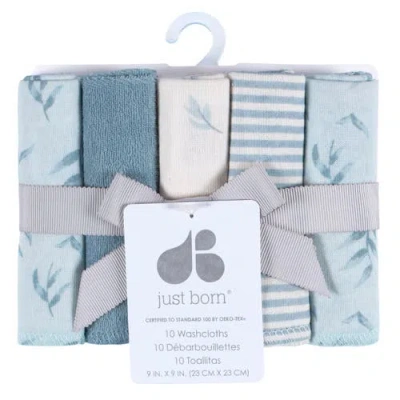 Just Born French Terry Washcloths Set, Blues, One Size