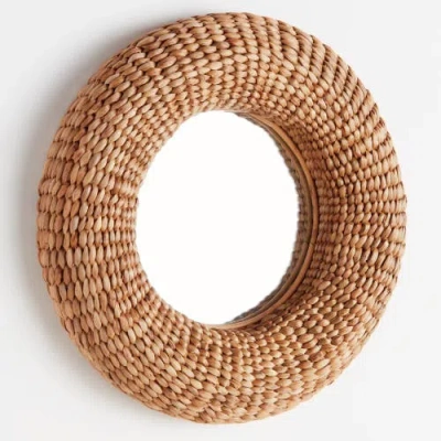 Napa Home & Garden Ellery Natural Framed Round Decorative Wall Mirror In Neutral