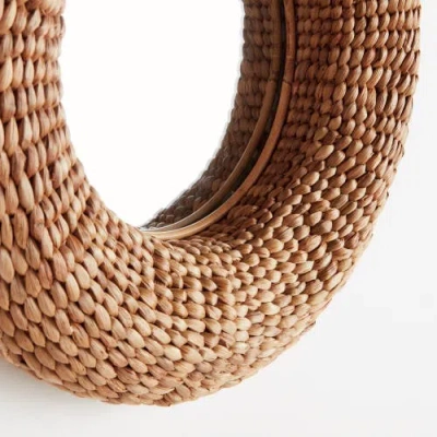 Napa Home & Garden Ellery Natural Framed Round Decorative Wall Mirror In Neutral