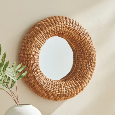 Napa Home & Garden Ellery Natural Framed Round Decorative Wall Mirror In Neutral
