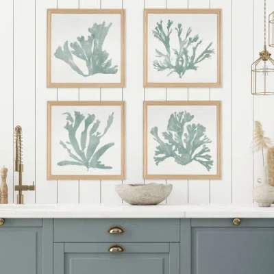 Napa Home & Garden Coral Silhouettes In Soft Green Set Of 4 In Green