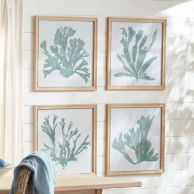 Napa Home & Garden Coral Silhouettes In Soft Green Set Of 4 In Green