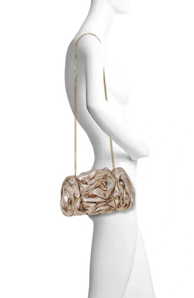 Badgley Mischka Jett Metallic Rosette Cluster Clutch In Gold