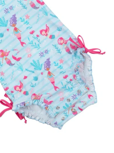 Rufflebutts Baby Girls Mermaid Long Sleeve Upf50+ One Piece Rash Guard In Blue
