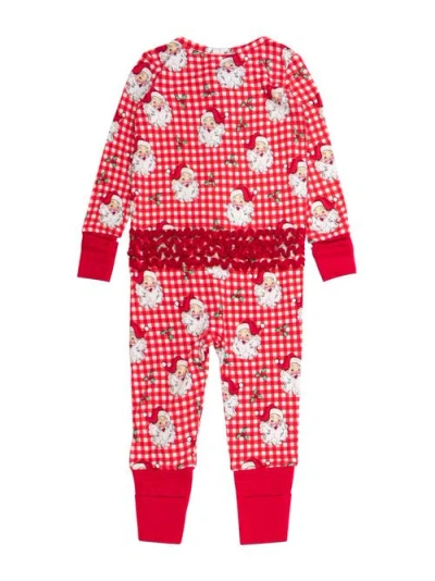 Rufflebutts Baby Girls Softsnooze Convertible Ruffle One Piece Pajama In Red