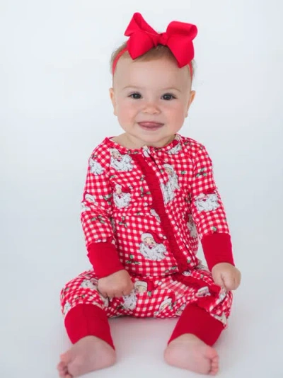 Rufflebutts Baby Girls Softsnooze Convertible Ruffle One Piece Pajama In Red