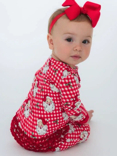 Rufflebutts Baby Girls Softsnooze Convertible Ruffle One Piece Pajama In Red