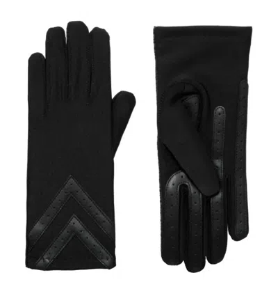 Isotoner Women's Smartdri Smartouch 3 Button Length Chevron Gloves In Black In Black