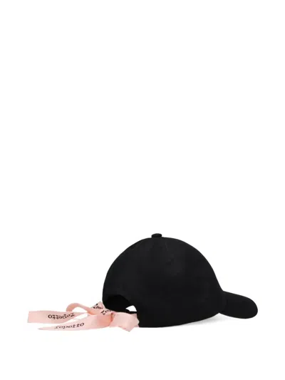 Repetto Embroidered-logo Ribbon Cap In Black